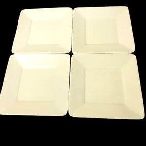 Starbucks Four 8” Square Heavy Stoneware Porcelain Dessert Plates